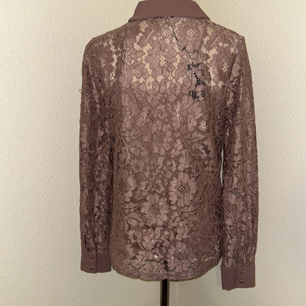 Gorgeous Mauve Lace Collared Top & Camisole S Small 6 or 8 - Picture 2 of 4